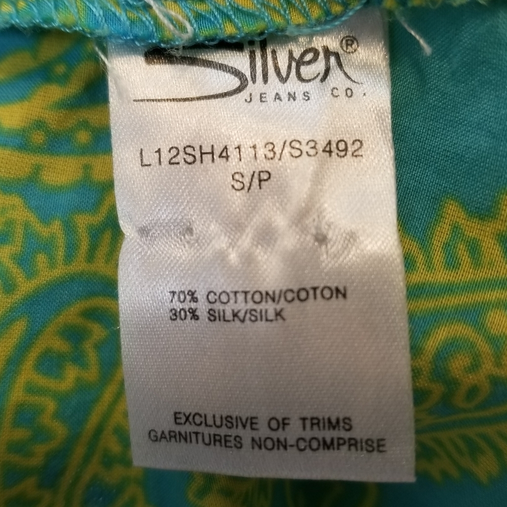 Silver Jean Company Long Sleeve Button Up Top Cotton And Silk - Picture 4 of 6